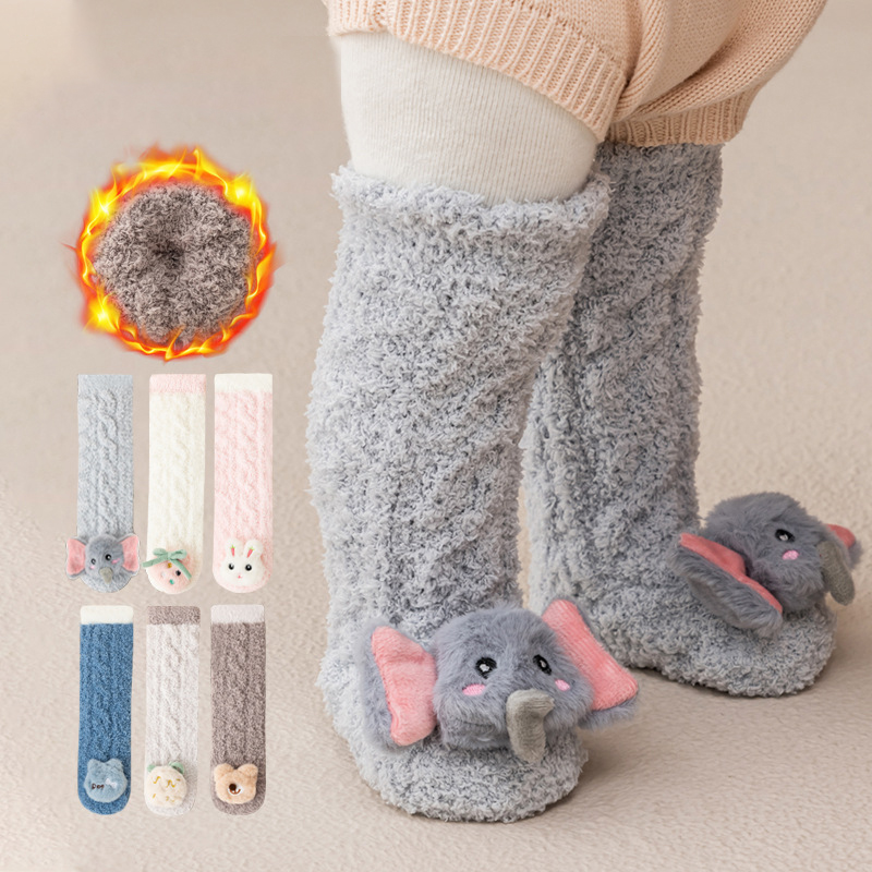 Baby Sock Oximeter - ถุงเท้าเด็กอ่อนกำมะหยี่คอรัล ถุงเท้ายาวแบบหนาสำหรับเด็กแรกเกิด ถุงเท้าเด็กอ่อนแบบหนานุ่ม ถุงเท้ายาวถึงเข่าสำหรับเด็กชายและเด็กหญิง ถุงเท้ากันหนาวสำหรับเด็ก