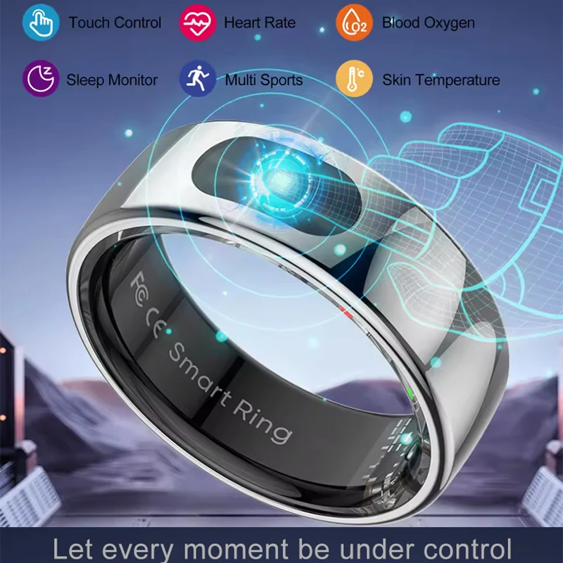 Temperature Ring Skin - แหวนอัจฉริยะพร้อมเคสชาร์จสําหรับการวัดอุณหภูมิผิว,เตือนการโทรข้อความ,สุขภาพกีฬา Sleep Monitor,กันน้ํา IP68 5ATM