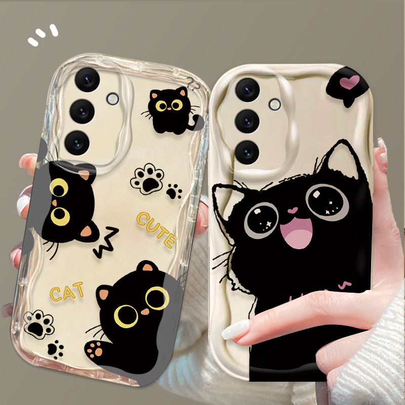 Samsung Galaxy A55 - เคสแมวดำตาโตน่ารักสำหรับ Samsung Galaxy A16 A06 A55